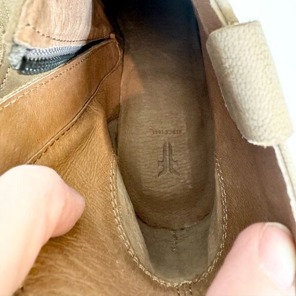FRYE REINA Ankle Boots Ash Suede Leather Stacked Heel Pointed Toe Size 7.5 - Picture 8 of 9
